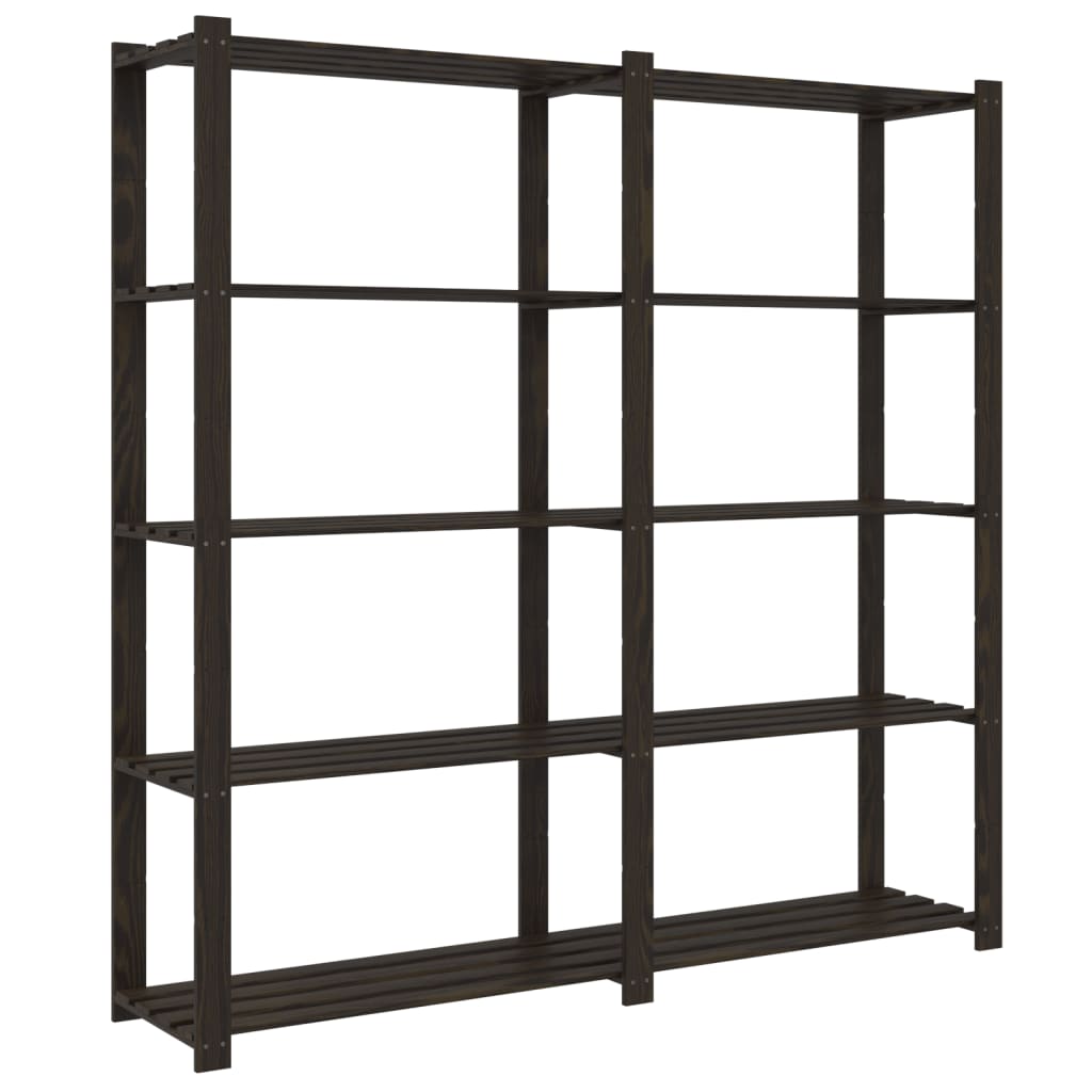 Opbergrek 5-Laags Massief Grenenhout 170 x 38 x 170 cm Zwart