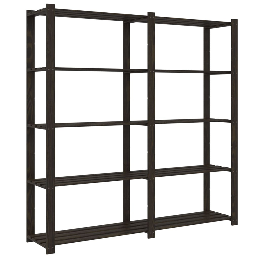 Opbergrek 5-Laags Massief Grenenhout 170 x 38 x 170 cm Zwart