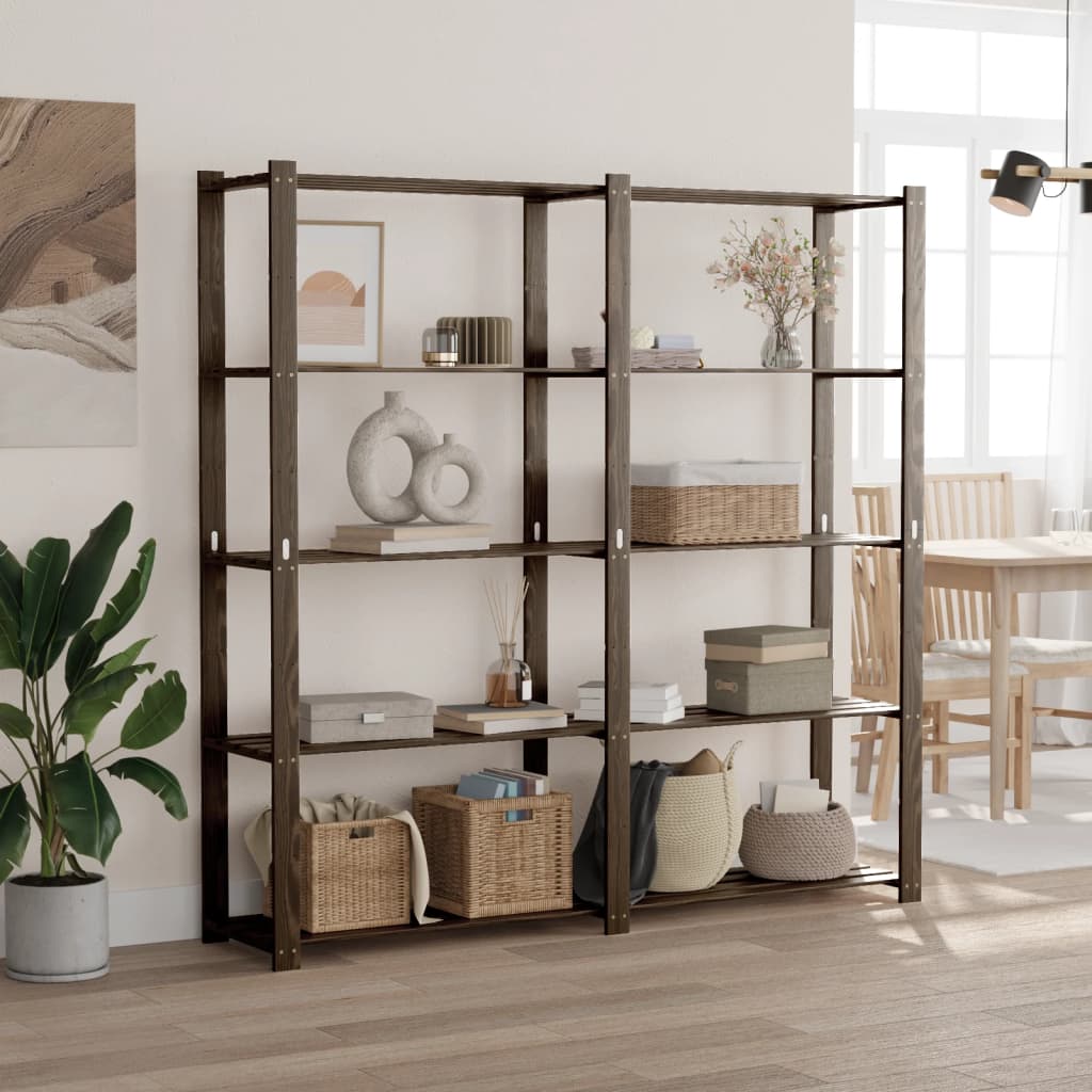 Opbergrek 5-Laags Massief Grenenhout 170 x 38 x 170 cm Zwart