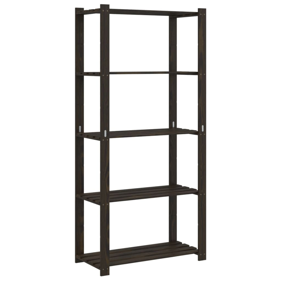 Opbergrek 5-Laags Massief Grenenhout 80 x 38 x 170 cm Zwart