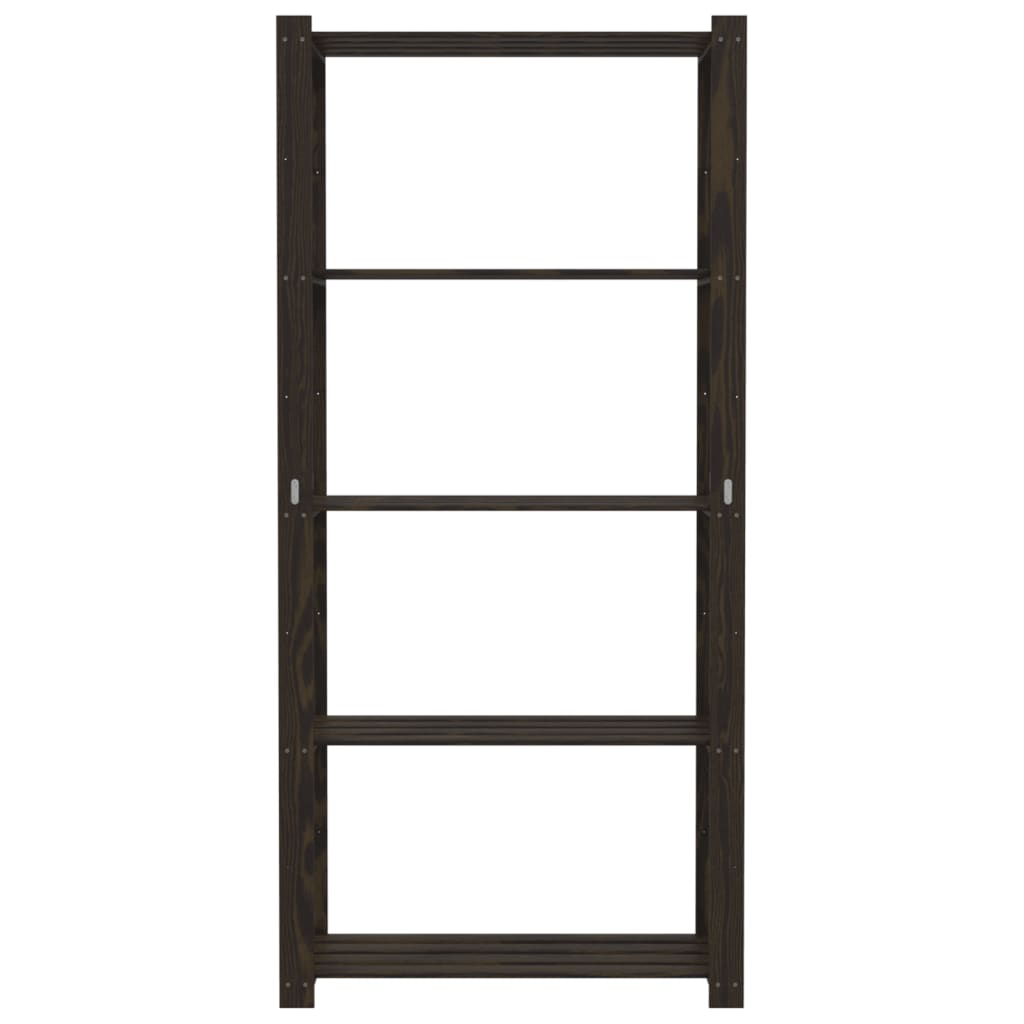 Opbergrek 5-Laags Massief Grenenhout 80 x 38 x 170 cm Zwart