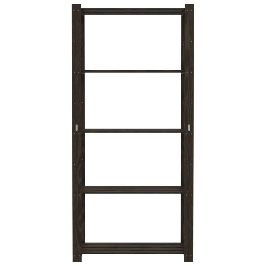 Opbergrek 5-Laags Massief Grenenhout 80 x 38 x 170 cm Zwart