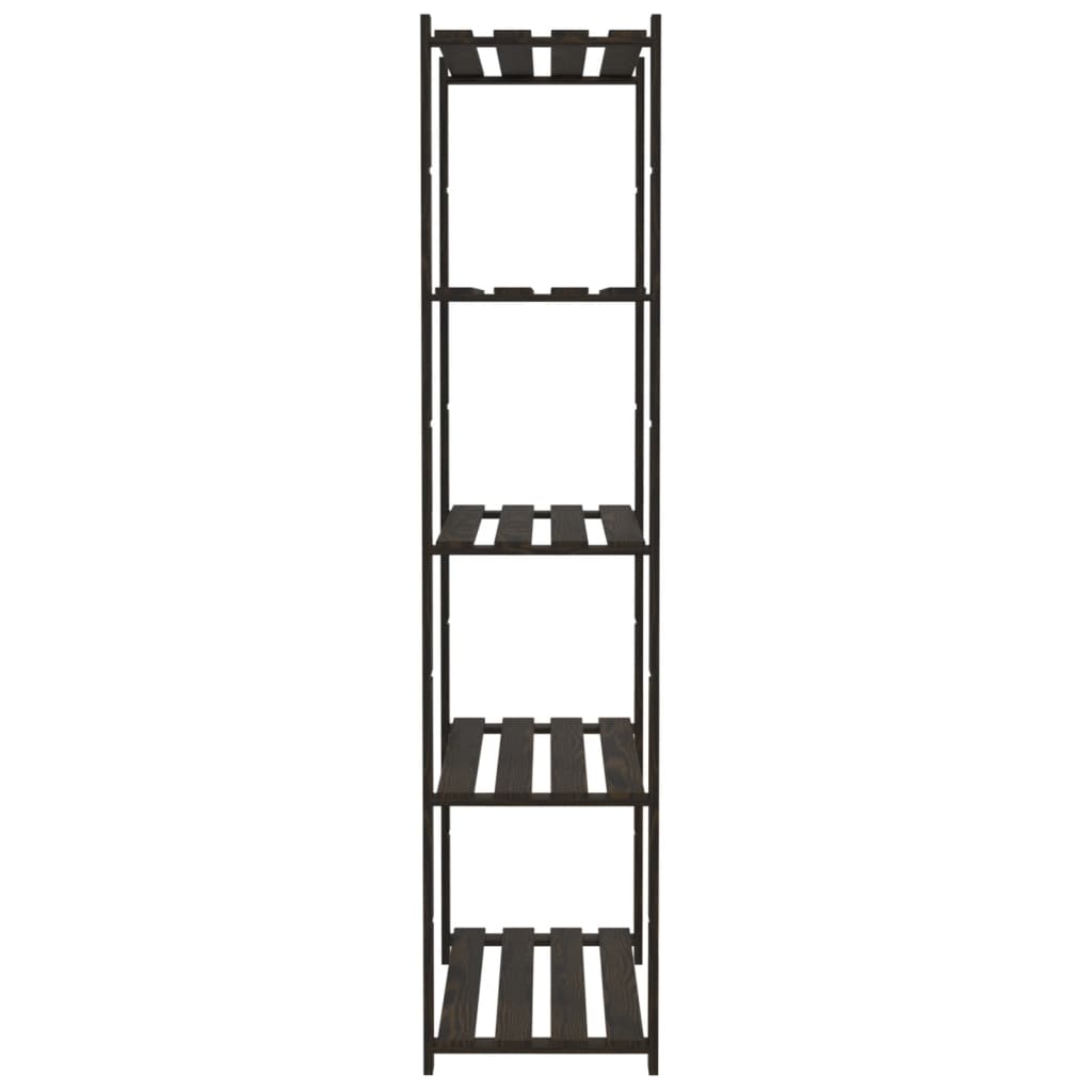 Opbergrek 5-Laags Massief Grenenhout 80 x 38 x 170 cm Zwart