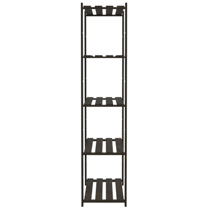 Opbergrek 5-Laags Massief Grenenhout 80 x 38 x 170 cm Zwart