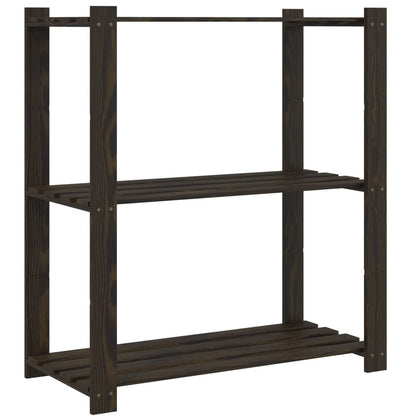 Opbergrek 3-laags 80x38x90 cm massief grenenhout zwart 80 x 38 x 90 cm Zwart