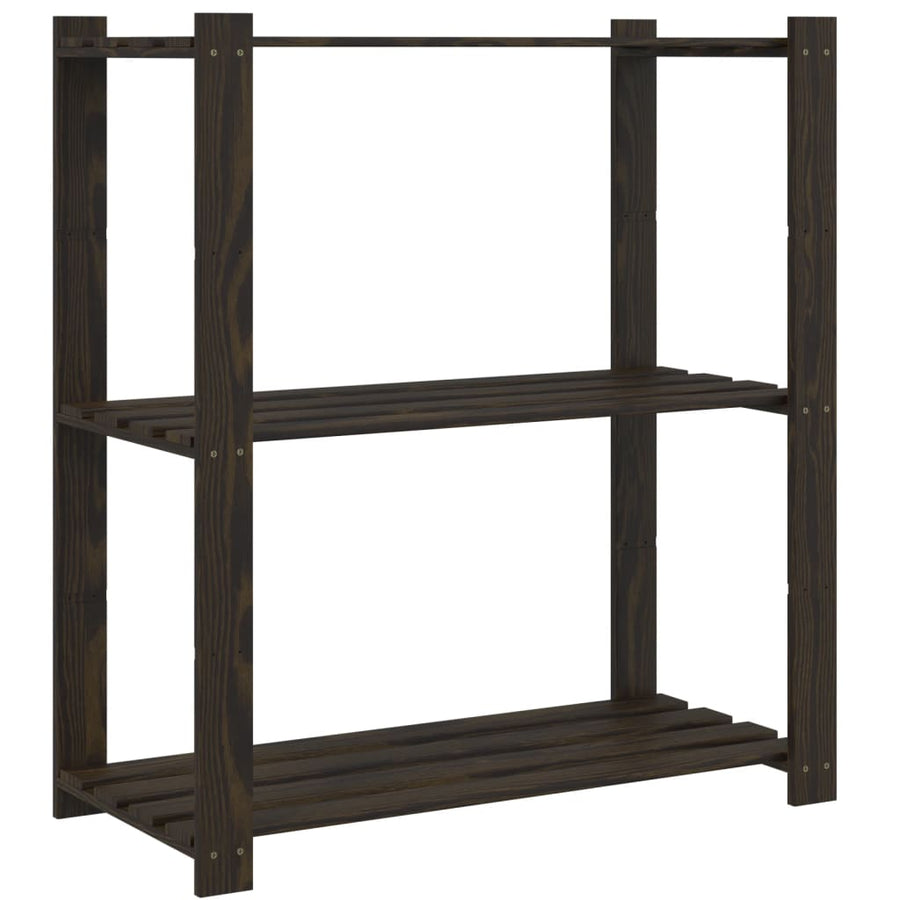 Opbergrek 3-laags 80x38x90 cm massief grenenhout zwart 80 x 38 x 90 cm Zwart