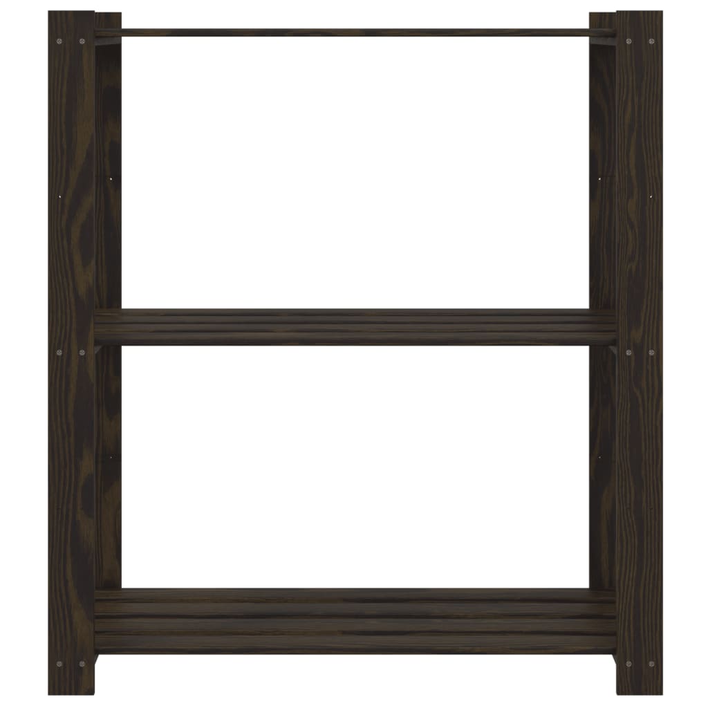 Opbergrek 3-laags 80x38x90 cm massief grenenhout zwart 80 x 38 x 90 cm Zwart