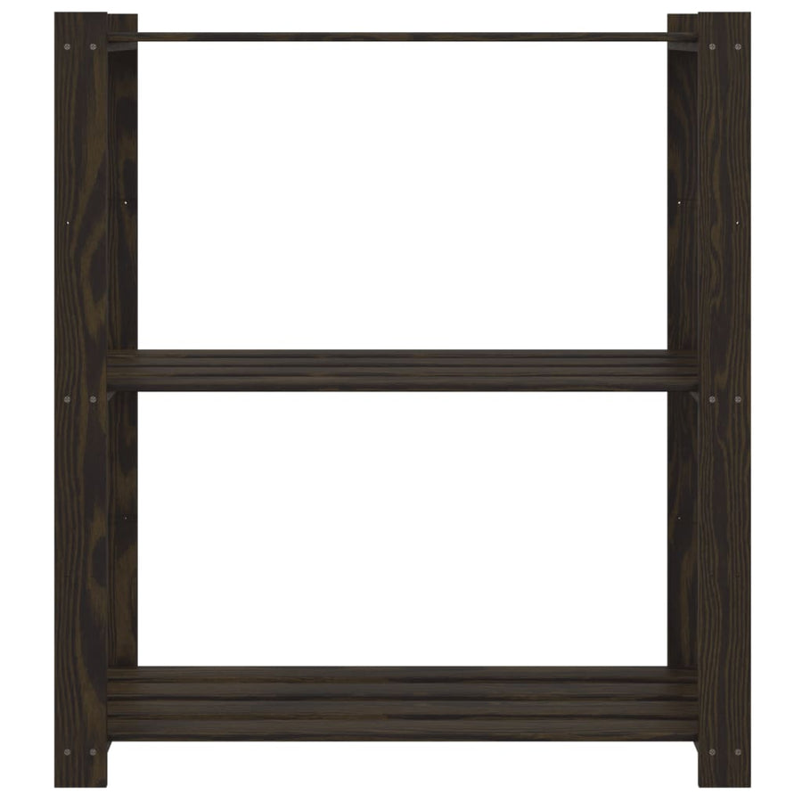 Opbergrek 3-laags 80x38x90 cm massief grenenhout zwart 80 x 38 x 90 cm Zwart