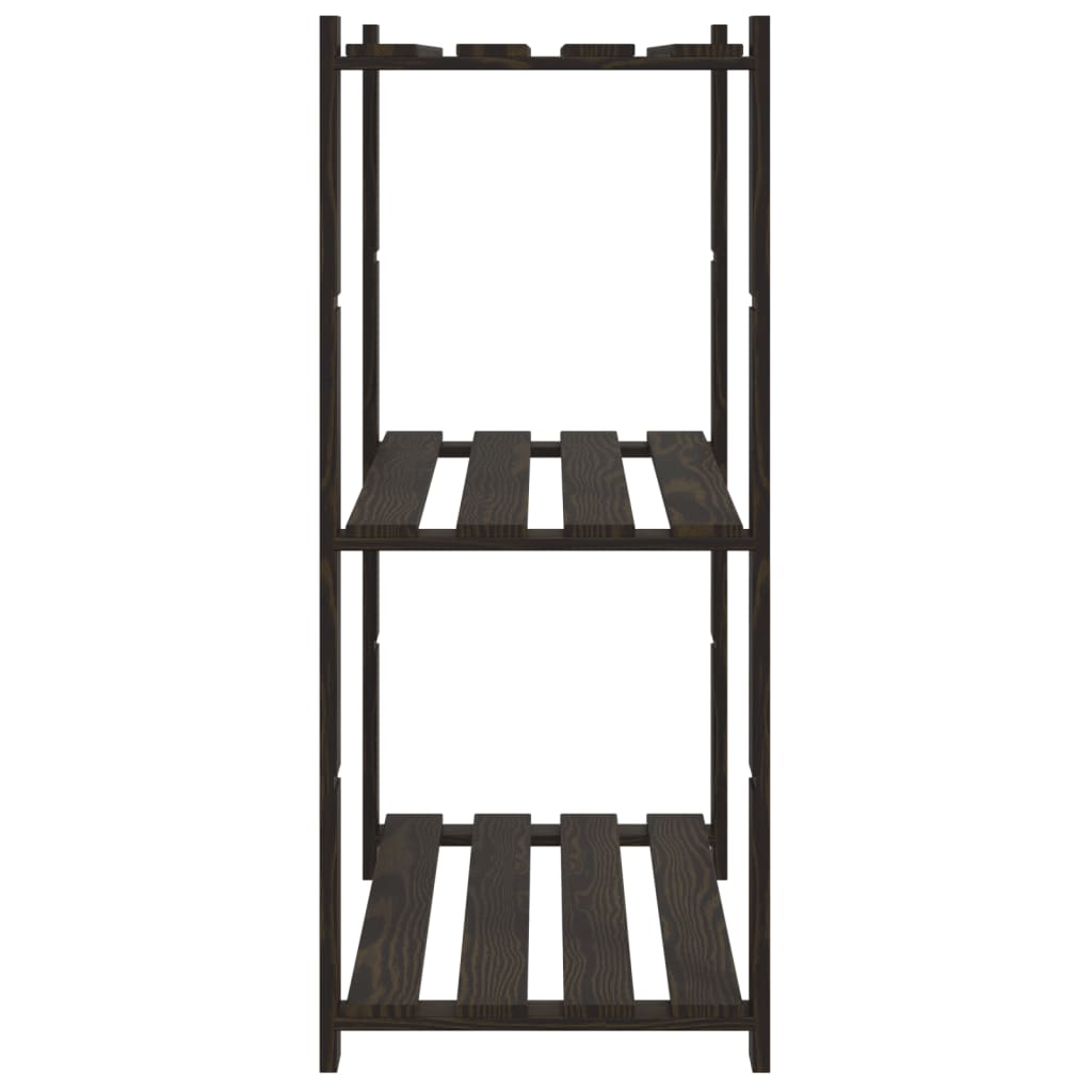 Opbergrek 3-laags 80x38x90 cm massief grenenhout zwart 80 x 38 x 90 cm Zwart