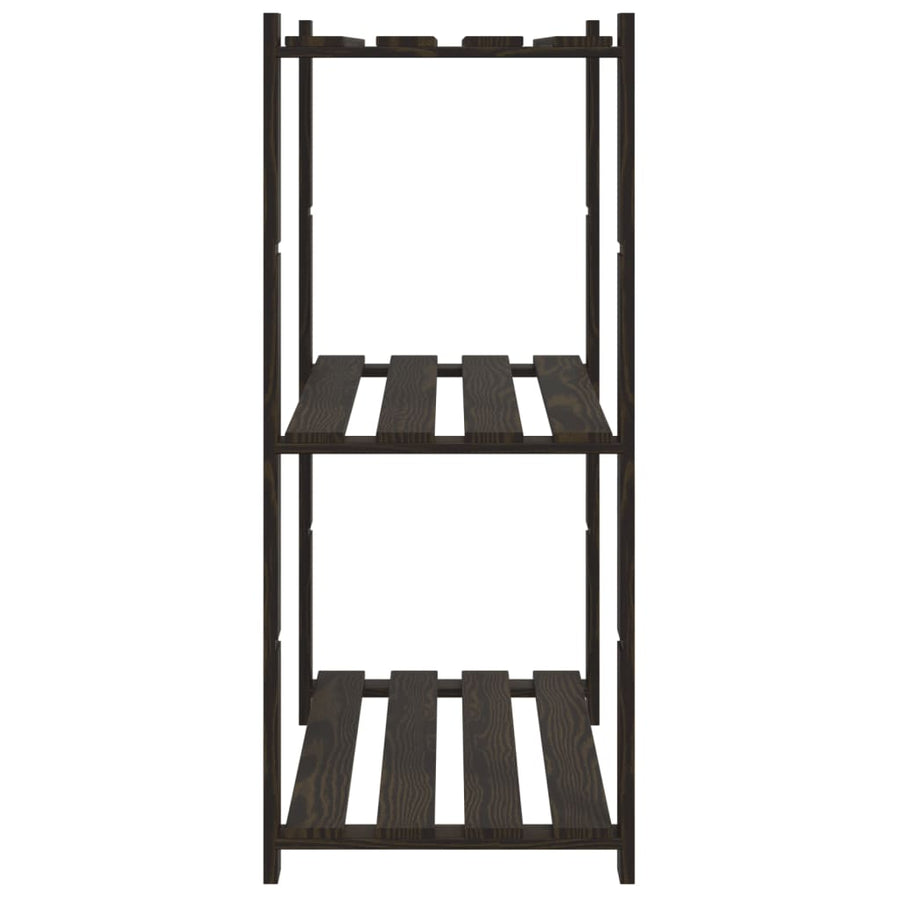 Opbergrek 3-laags 80x38x90 cm massief grenenhout zwart 80 x 38 x 90 cm Zwart
