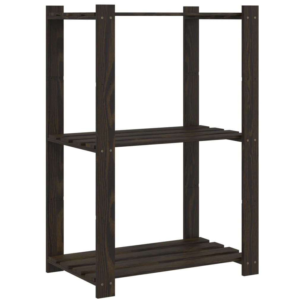 Opbergrek 3-Laags Massief Grenenhout 60 x 38 x 90 cm Zwart