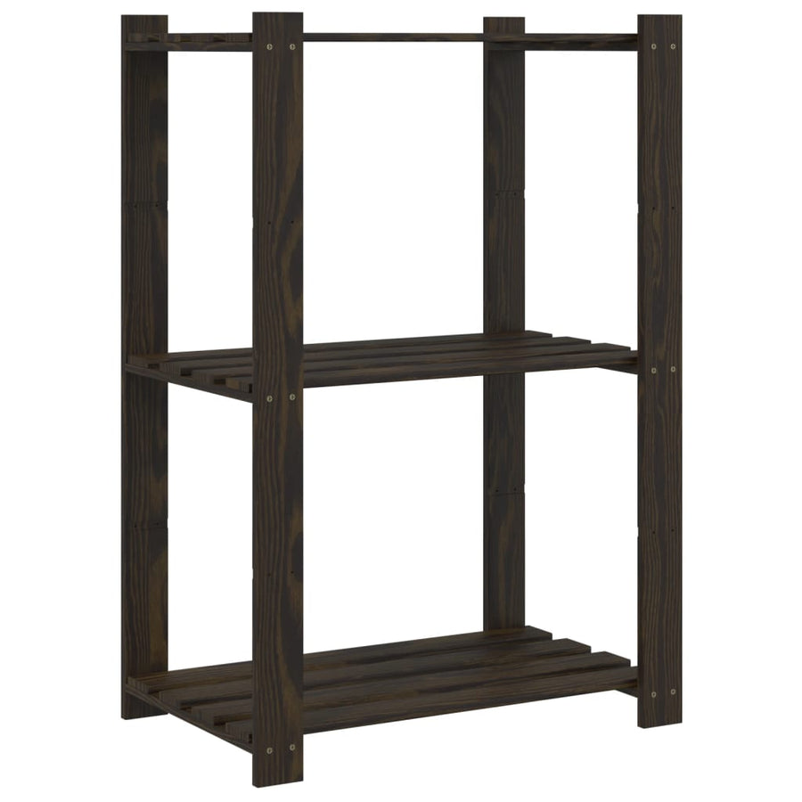 Opbergrek 3-Laags Massief Grenenhout 60 x 38 x 90 cm Zwart