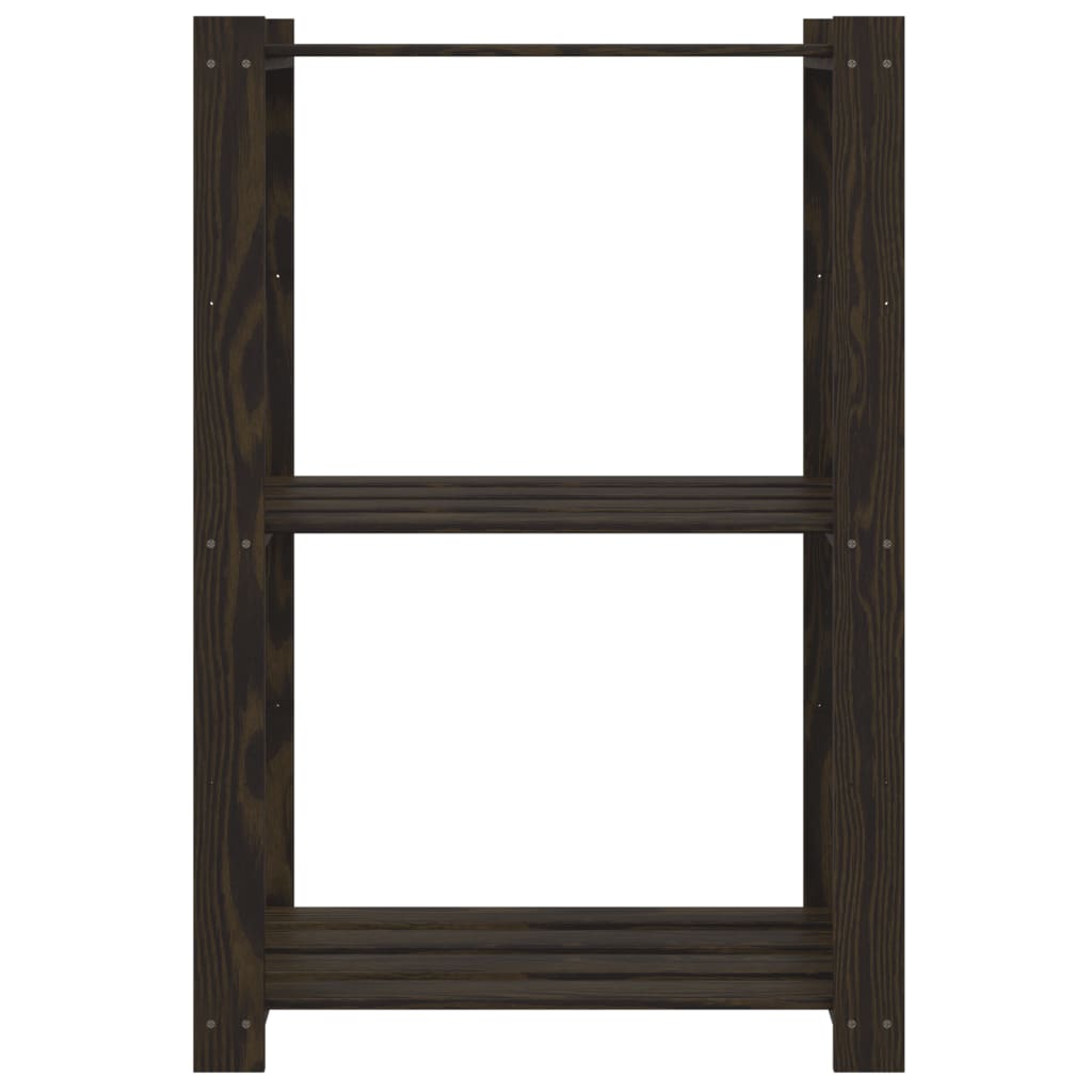 Opbergrek 3-Laags Massief Grenenhout 60 x 38 x 90 cm Zwart