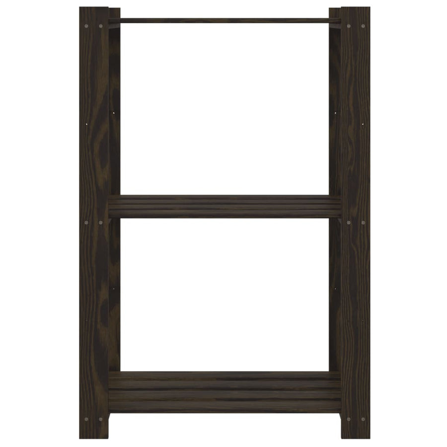 Opbergrek 3-Laags Massief Grenenhout 60 x 38 x 90 cm Zwart
