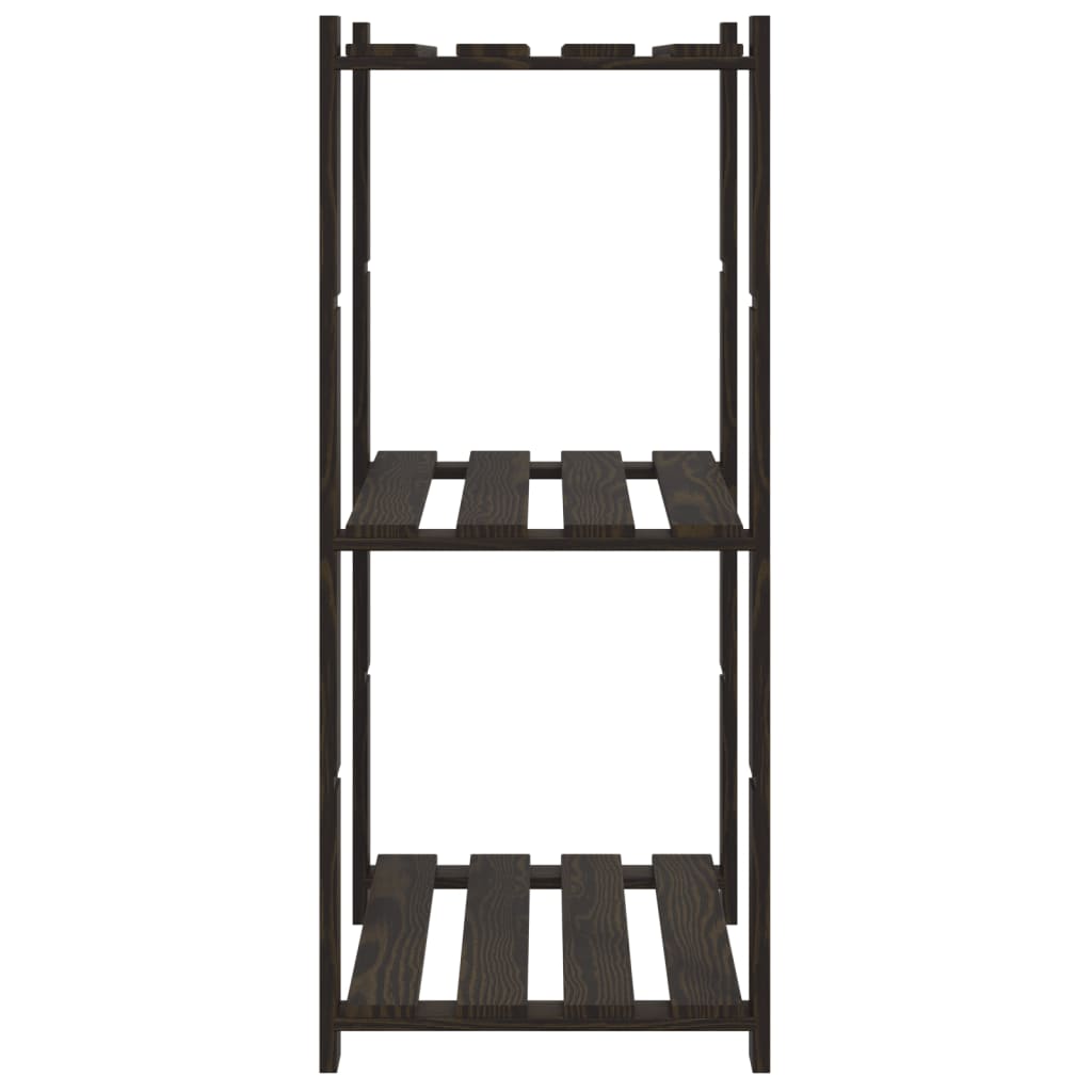 Opbergrek 3-Laags Massief Grenenhout 60 x 38 x 90 cm Zwart