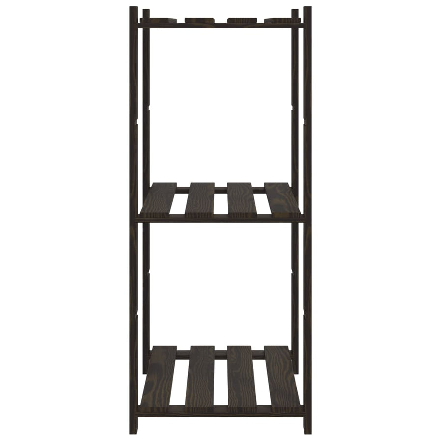 Opbergrek 3-Laags Massief Grenenhout 60 x 38 x 90 cm Zwart