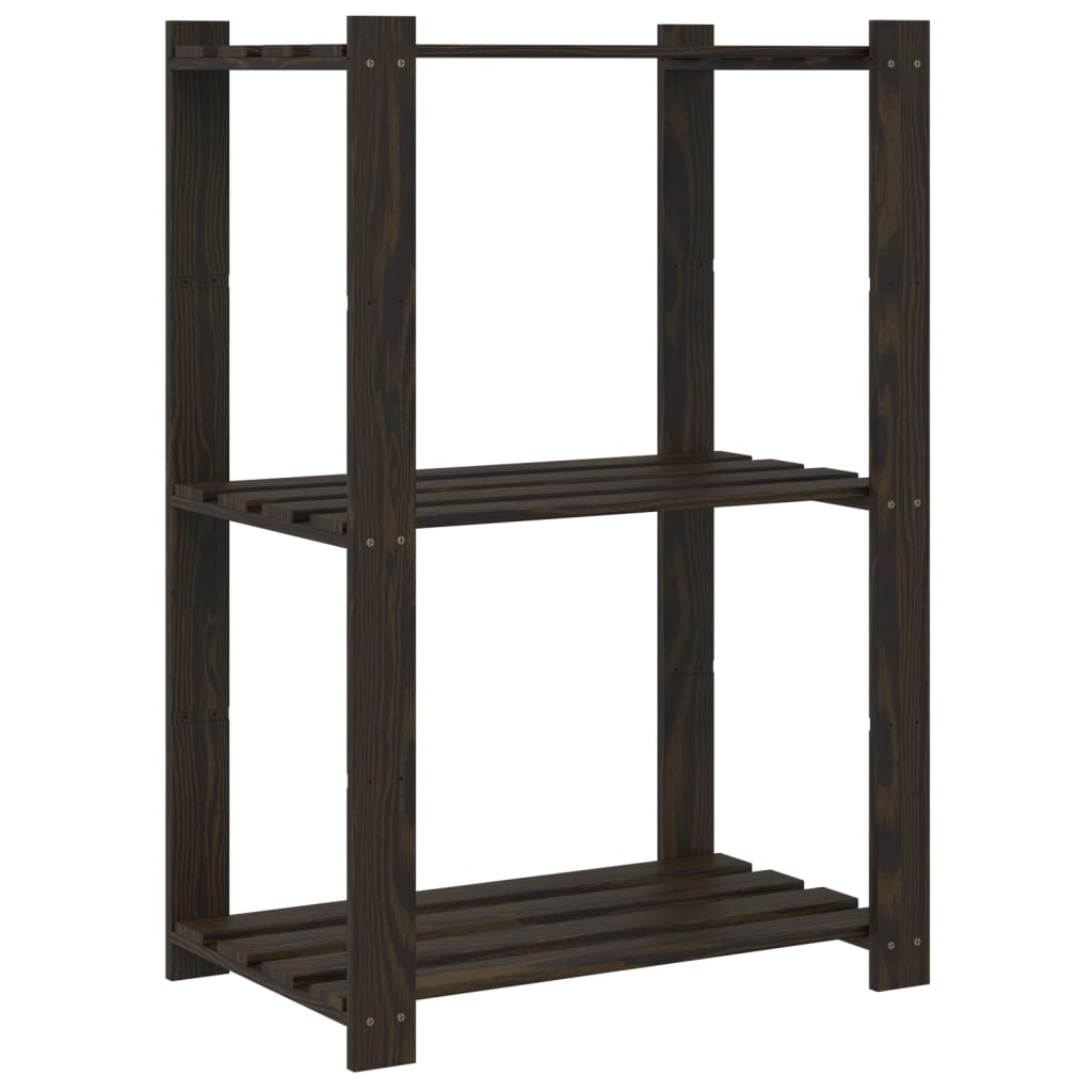 Opbergrek 3-Laags Massief Grenenhout 60 x 38 x 90 cm Zwart