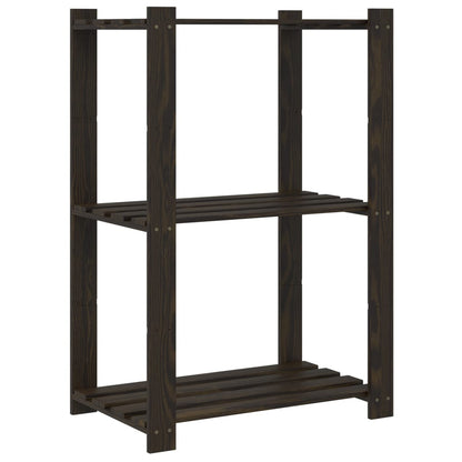 Opbergrek 3-Laags Massief Grenenhout 60 x 38 x 90 cm Zwart