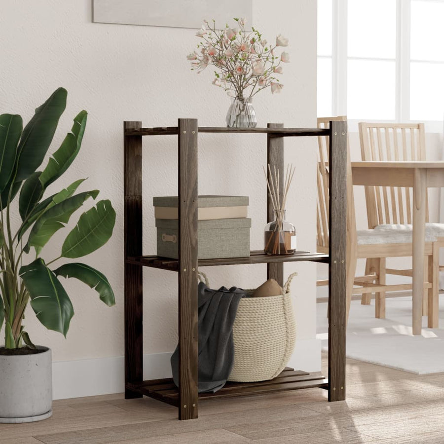 Opbergrek 3-Laags Massief Grenenhout 60 x 38 x 90 cm Zwart