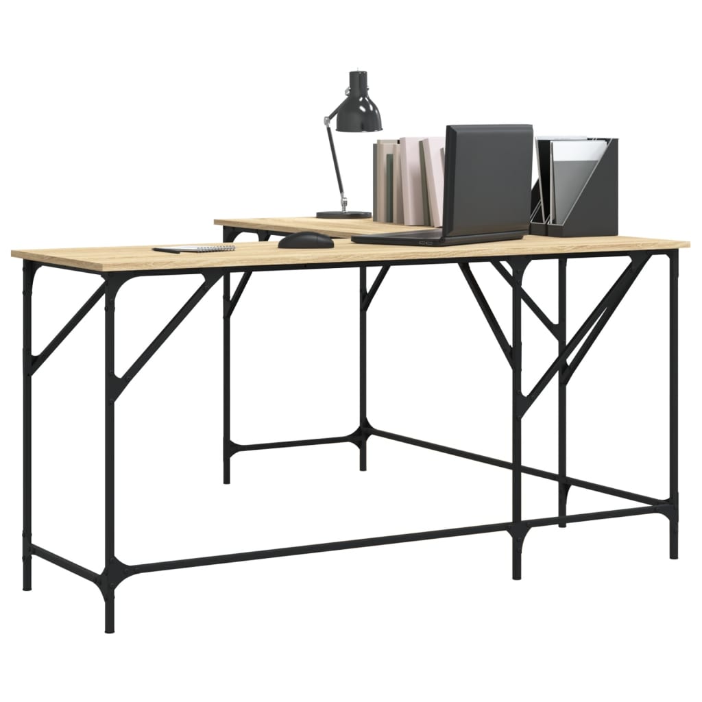 Bureau 149x149x75 cm bewerkt hout sonoma eikenkleurig