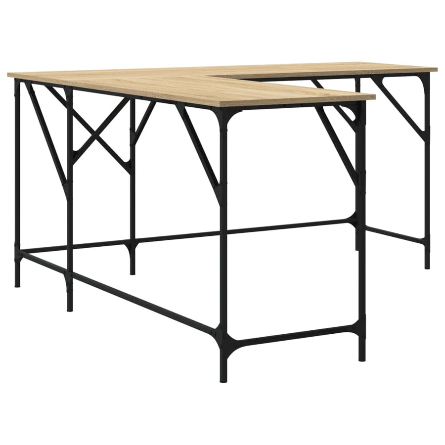 Bureau 149x149x75 cm bewerkt hout sonoma eikenkleurig