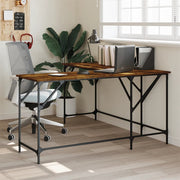 Bureau 149x149x75 cm bewerkt hout gerookt eiken