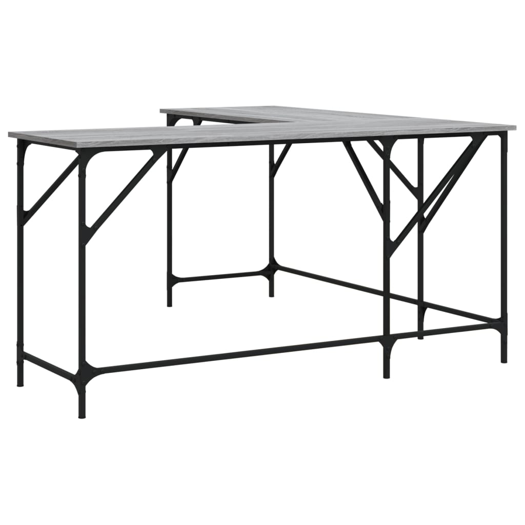 Bureau 149X149X75 Cm Bewerkt Hout Eikenkleurig Grijs sonoma