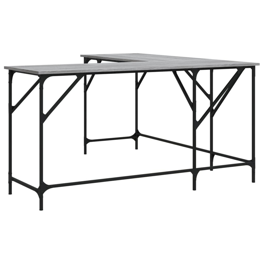 Bureau 149X149X75 Cm Bewerkt Hout Eikenkleurig Grijs sonoma