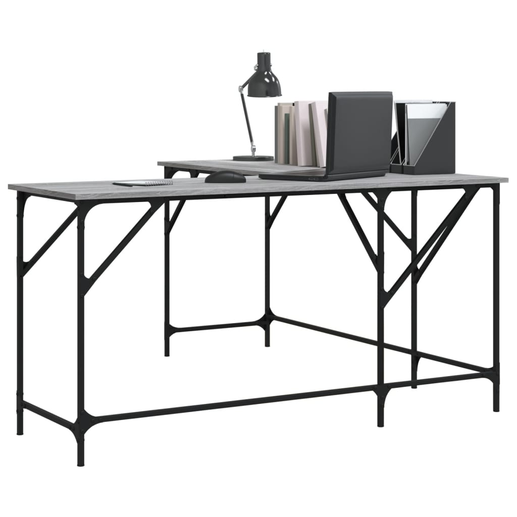 Bureau 149X149X75 Cm Bewerkt Hout Eikenkleurig Grijs sonoma