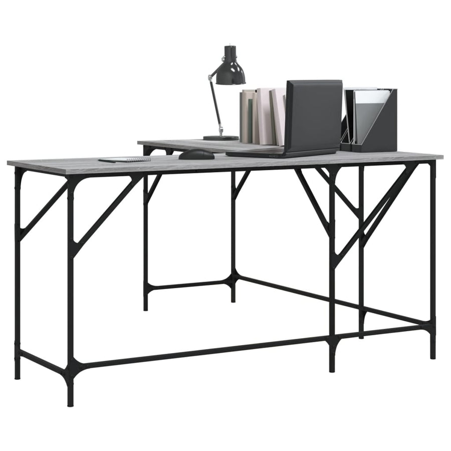 Bureau 149X149X75 Cm Bewerkt Hout Eikenkleurig Grijs sonoma