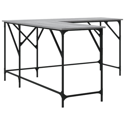 Bureau 149X149X75 Cm Bewerkt Hout Eikenkleurig Grijs sonoma