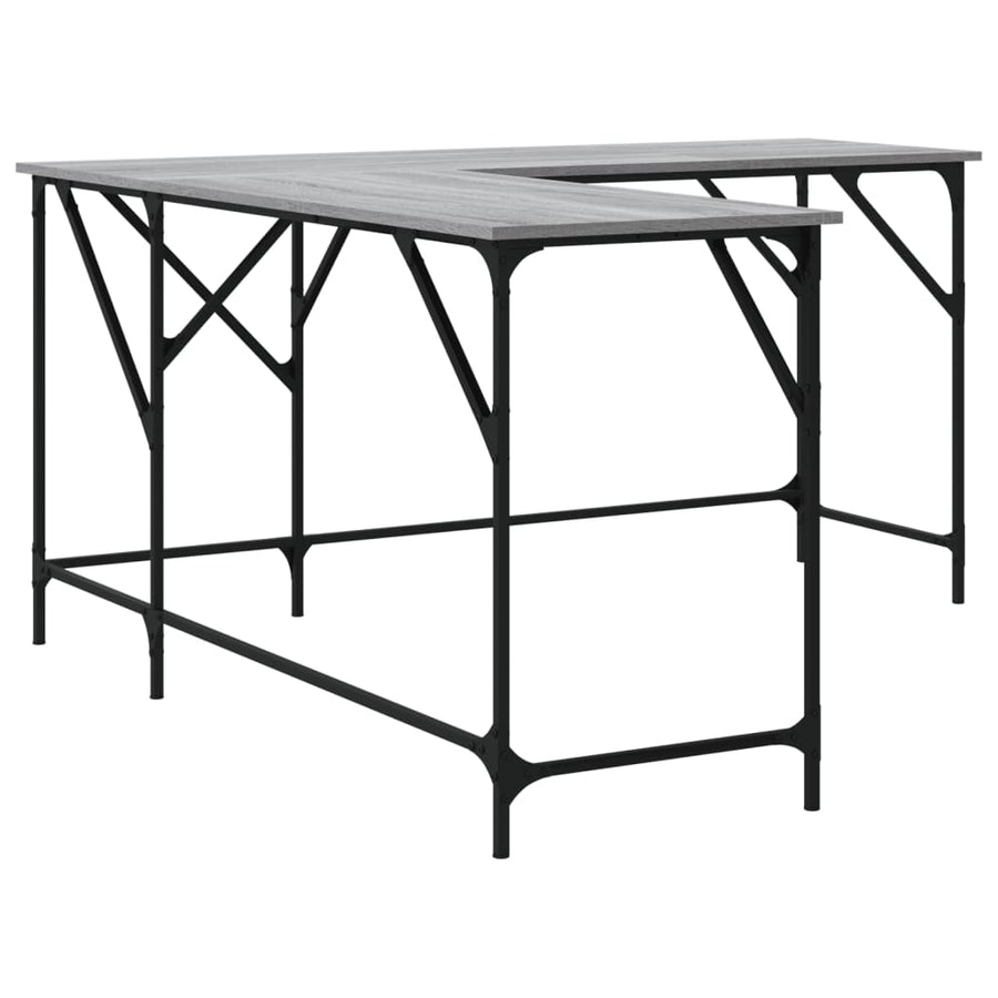 Bureau 149X149X75 Cm Bewerkt Hout Eikenkleurig Grijs sonoma