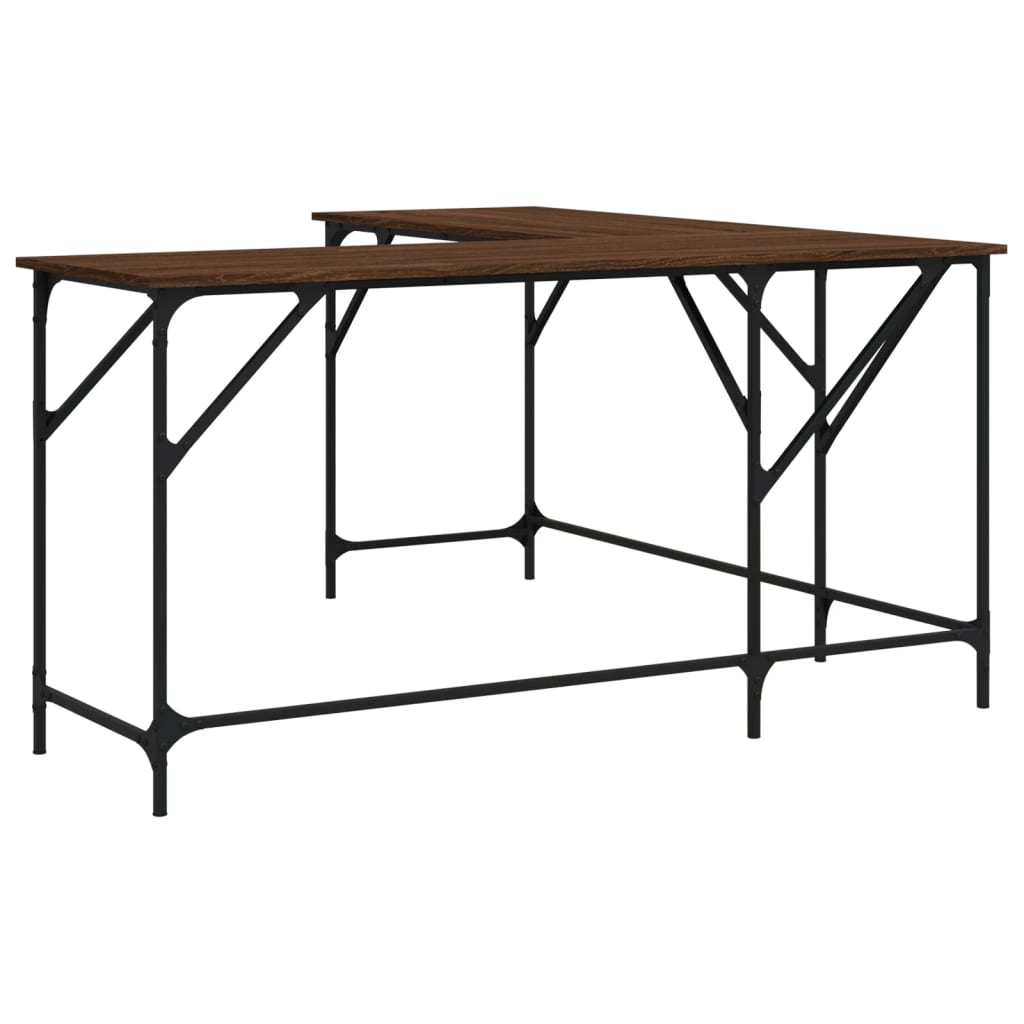 Bureau 149x149x75 cm bewerkt hout bruin eikenkleur