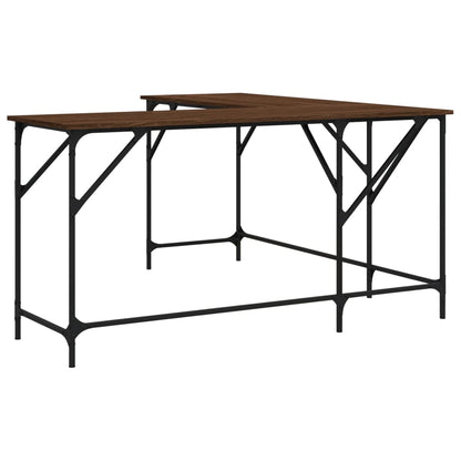 Bureau 149x149x75 cm bewerkt hout bruin eikenkleur
