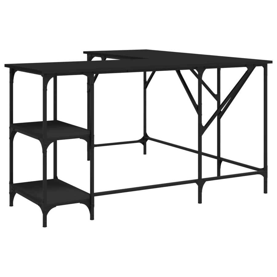 Bureau 139x139x75 cm bewerkt hout zwart Zwart