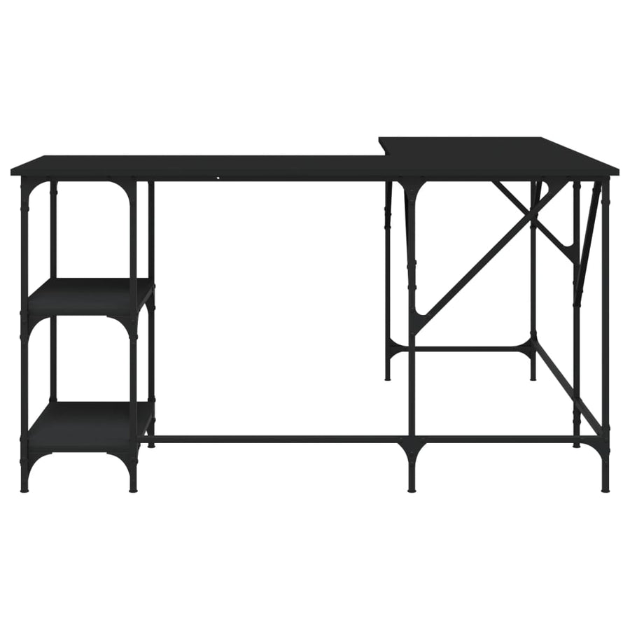 Bureau 139x139x75 cm bewerkt hout zwart Zwart
