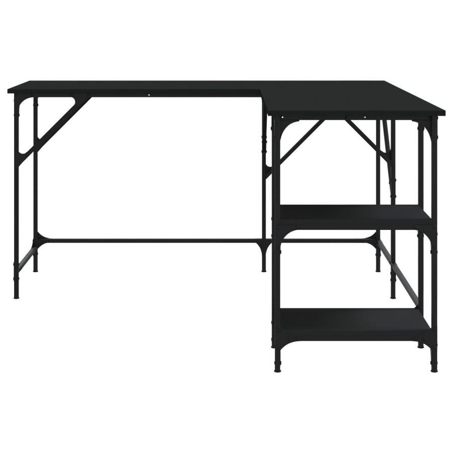 Bureau 139x139x75 cm bewerkt hout zwart Zwart