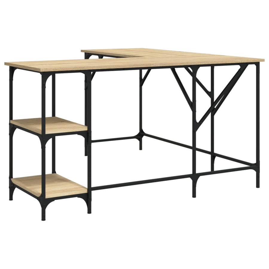 Bureau 139X139X75 Cm Bewerkt Hout Kleurig Sonoma eiken