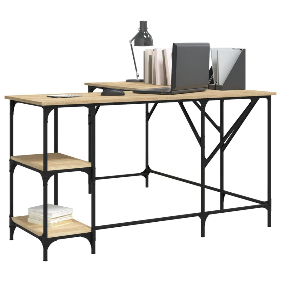 Bureau 139X139X75 Cm Bewerkt Hout Kleurig Sonoma eiken
