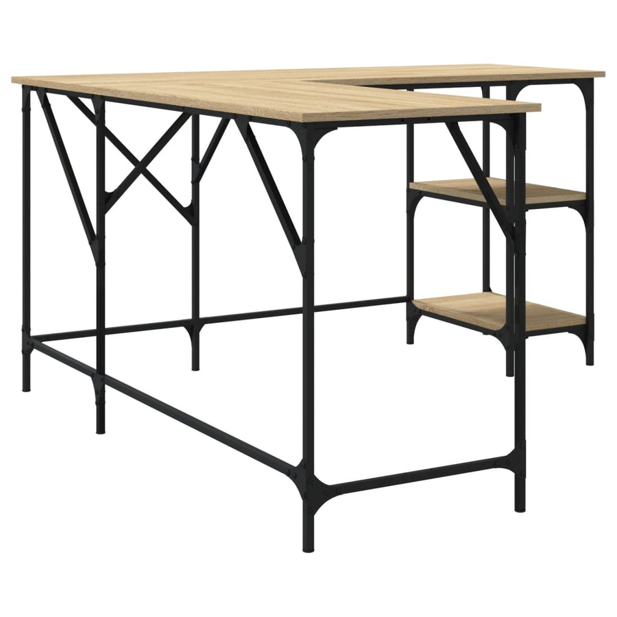 Bureau 139X139X75 Cm Bewerkt Hout Kleurig Sonoma eiken