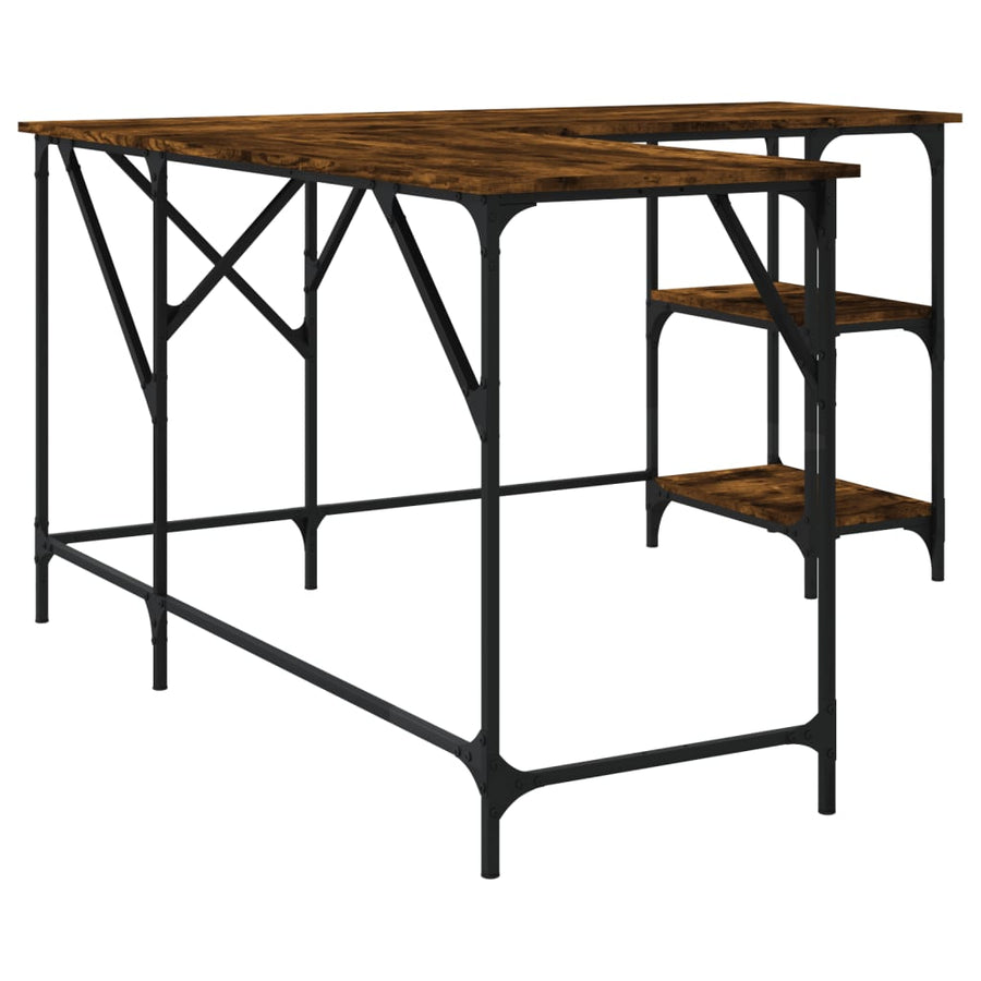 Bureau 139X139X75 Cm Bewerkt Hout Kleurig Gerookt eiken