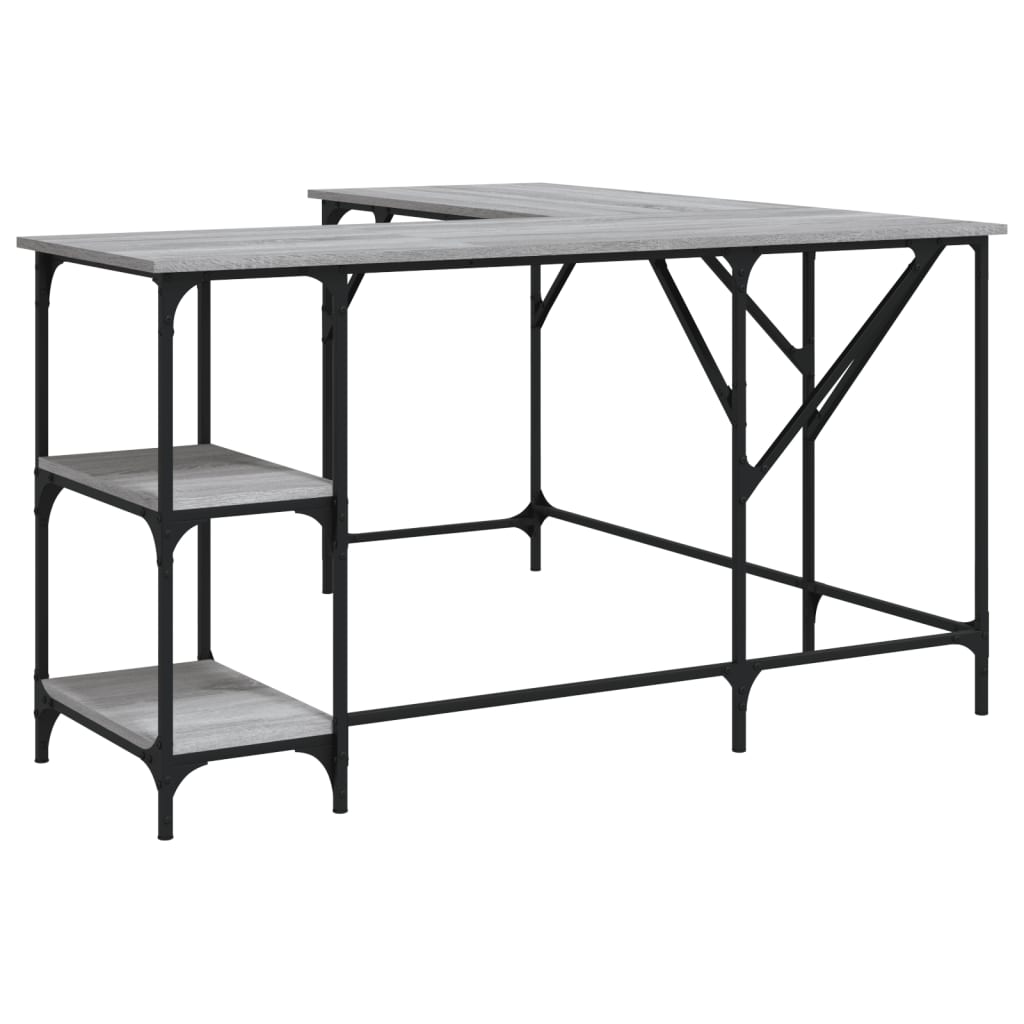 Bureau 139X139X75 Cm Bewerkt Hout Eikenkleurig Grijs sonoma