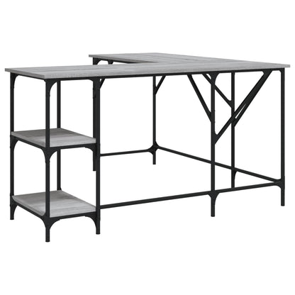 Bureau 139X139X75 Cm Bewerkt Hout Eikenkleurig Grijs sonoma