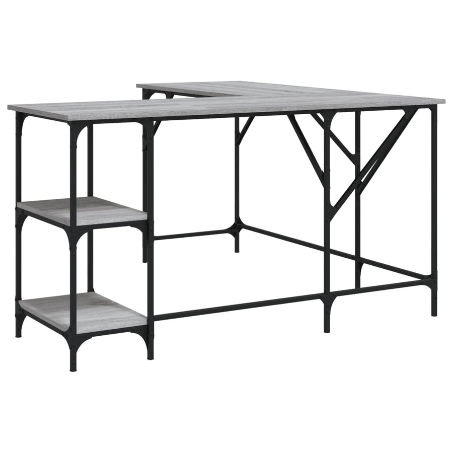 Bureau 139X139X75 Cm Bewerkt Hout Eikenkleurig Grijs sonoma