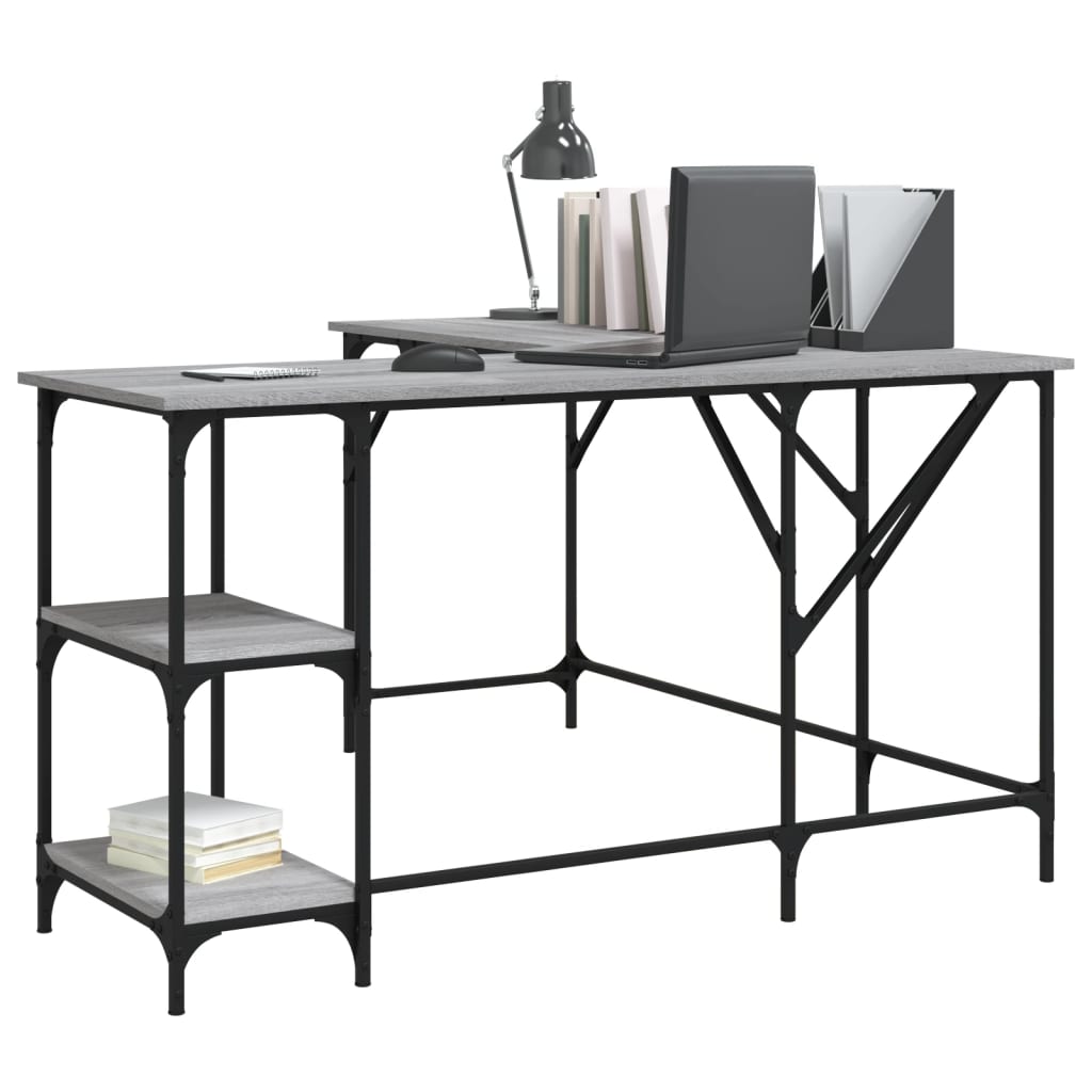 Bureau 139X139X75 Cm Bewerkt Hout Eikenkleurig Grijs sonoma