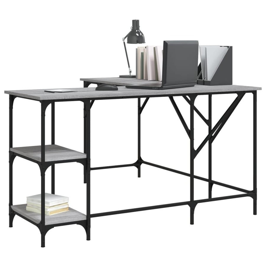 Bureau 139X139X75 Cm Bewerkt Hout Eikenkleurig Grijs sonoma