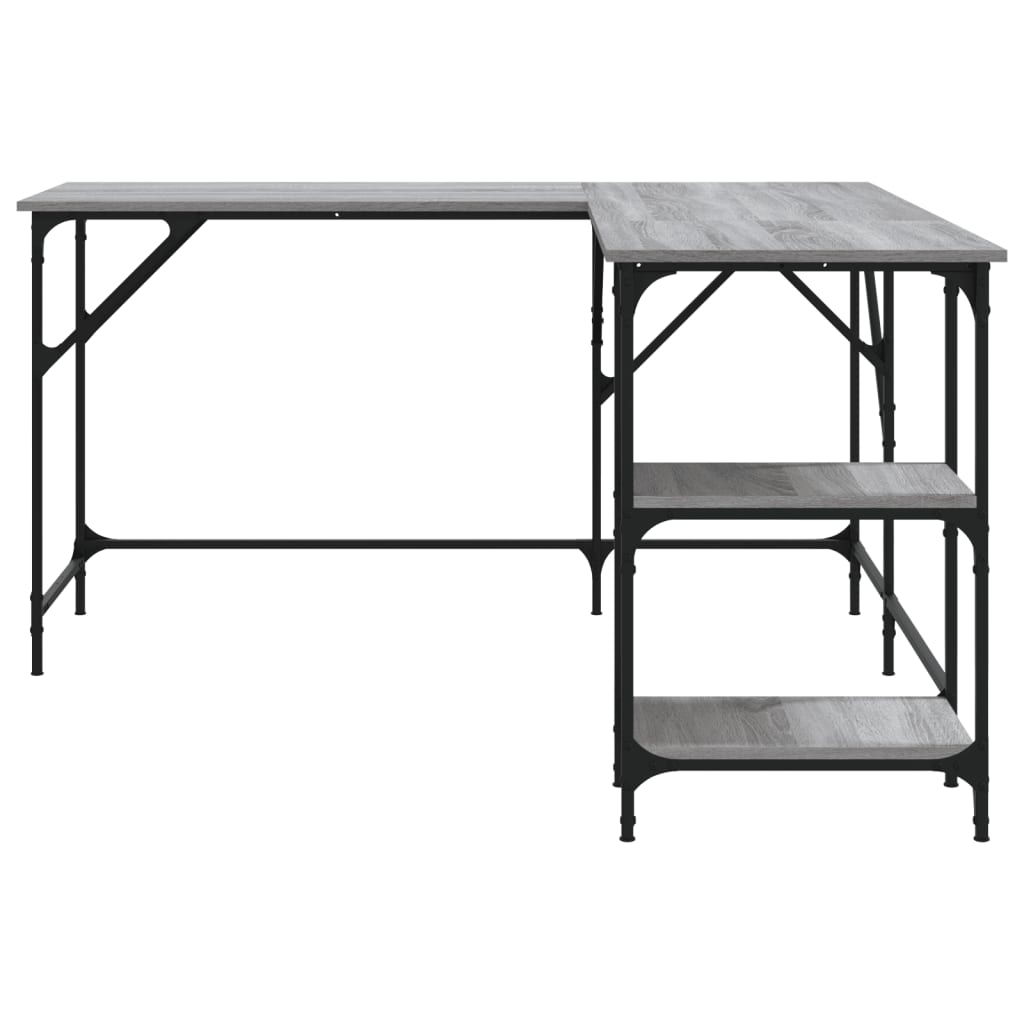 Bureau 139X139X75 Cm Bewerkt Hout Eikenkleurig Grijs sonoma