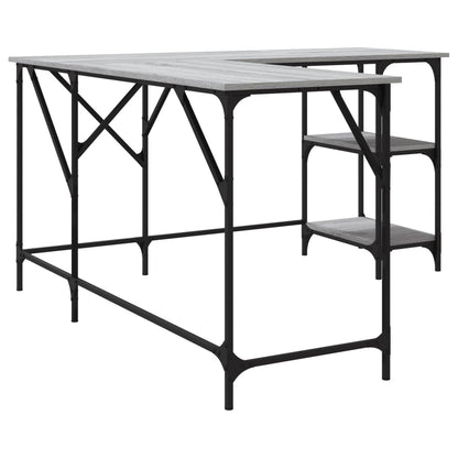 Bureau 139X139X75 Cm Bewerkt Hout Eikenkleurig Grijs sonoma