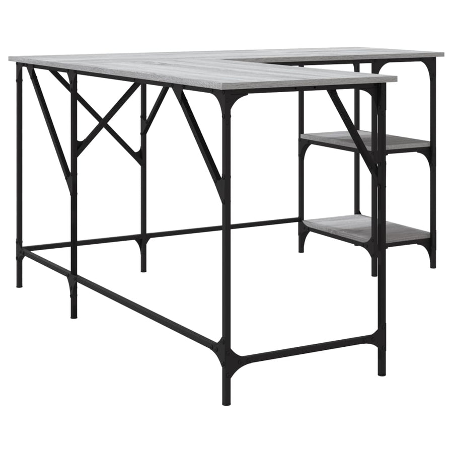 Bureau 139X139X75 Cm Bewerkt Hout Eikenkleurig Grijs sonoma