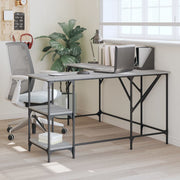 Bureau 139x139x75 cm bewerkt hout grijs sonoma